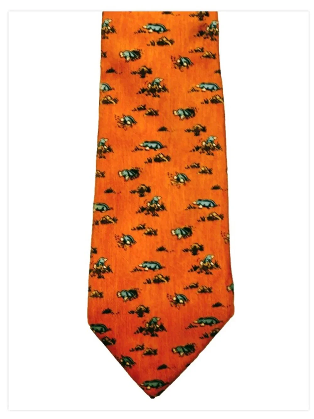 Hermes Whimsical Moles Animals Men's Tie Orange Silk 7794 FA 3.5